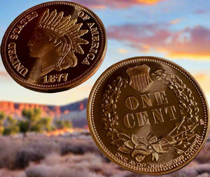 1877 Commemorative Indian Head Cent 1oz AVDP Copper Bullion Round - Untoned