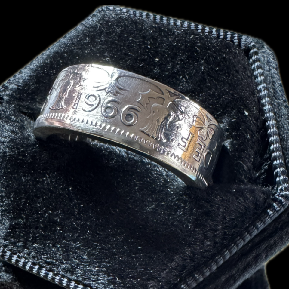 1966 Two Shilling Florin Ring - Size 9.5 – | UK Coinage | Cupronickel Cool | Sealed Finish