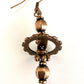 Steampunk - Coppery Gear Drop Earrings - Upcycled Industrial Style