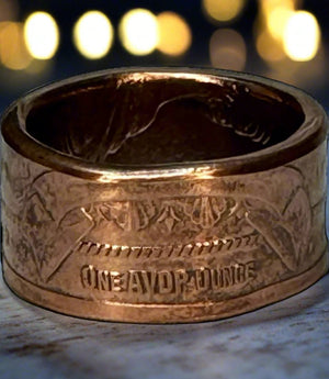 Copper Bullion Standing Liberty Commemorative Coin Ring