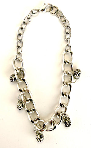Silvery Charm-Chain Bracelet