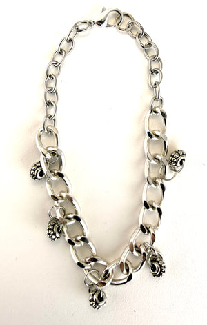 Silvery Charm-Chain Bracelet